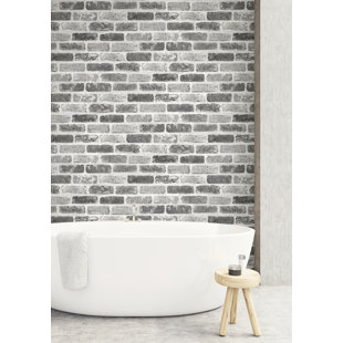 Faux Brick Wall Tiles Wayfair Rosalinda Washed Faux Brick 18 L X 20 5 W And Stick Wallpaper Roll