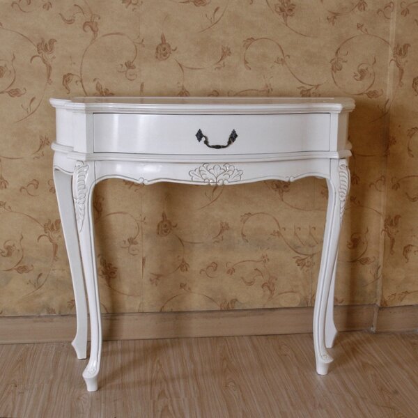Adelinna Hand Carved Antique White Console Table By Ophelia & Co.