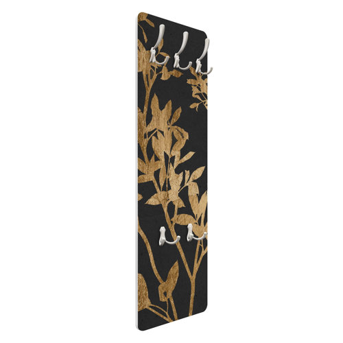 Golden Leaves on Green II Wall Mounted Coat Rack Symple Stuff Colour: Mocha