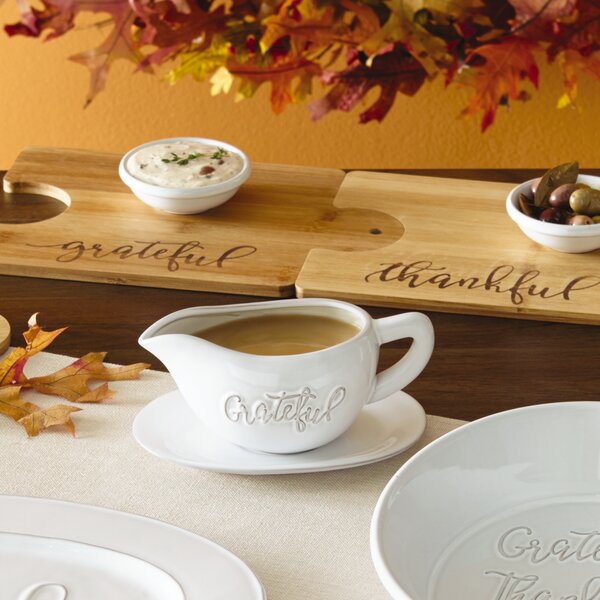 Bountiful Blessing Grateful Ceramic Gravy Boat with Condiment Server by Precious Moments