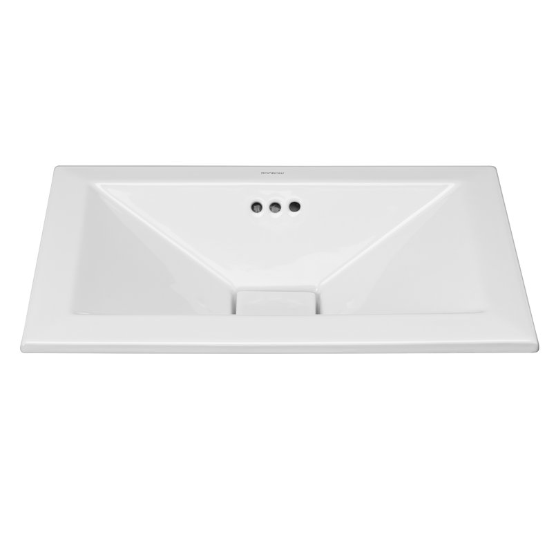 Pyramid Ceramic Rectangular Drop-In Bathroom Sink with ...