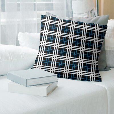Square Pillow Cover & Insert East Urban Home Color: Black/Honolulu Blue/White, Size: 20