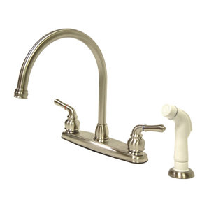 Kingston Brass Magellan Double Handle Goose Neck Kitchen Faucet with Side Spray