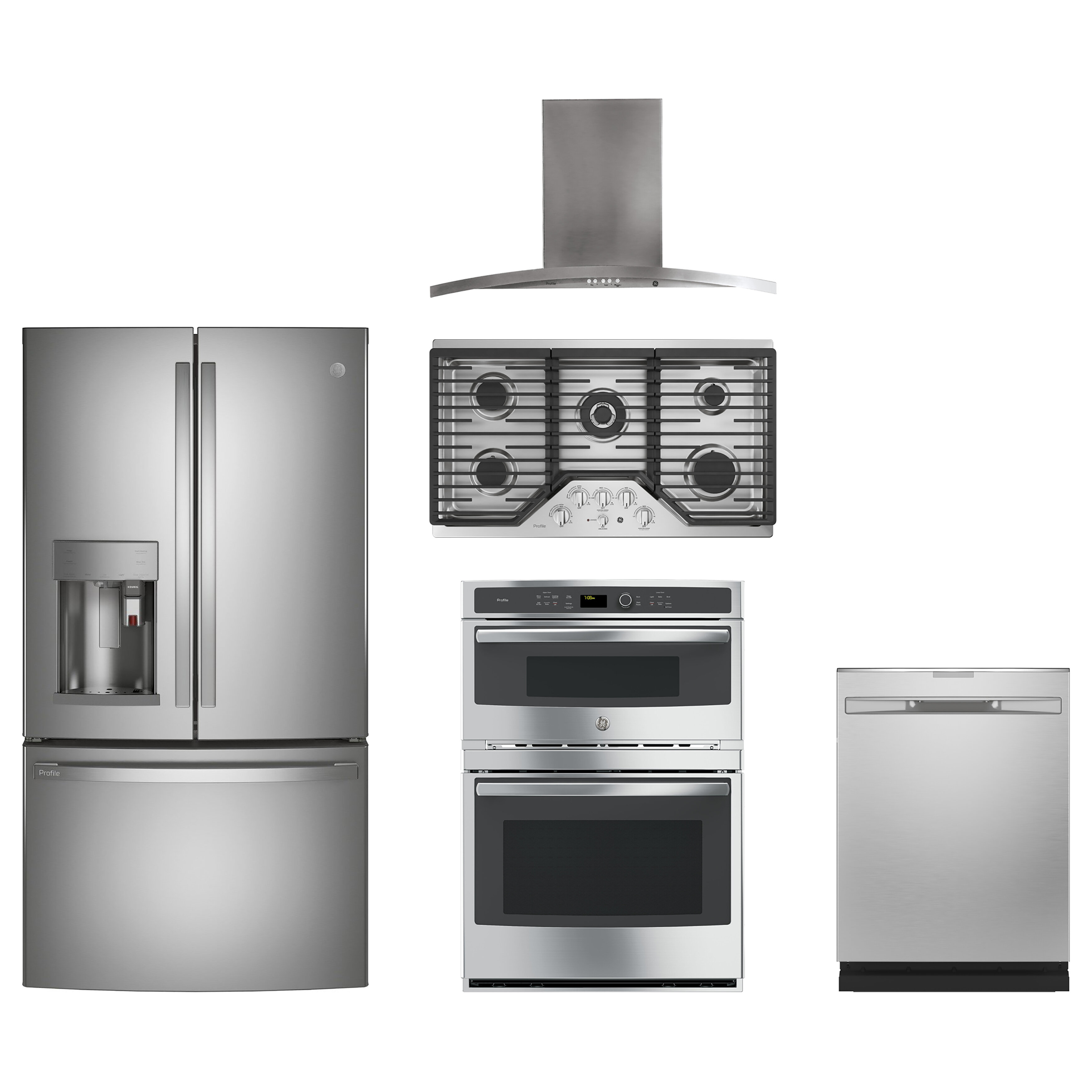 Ge Profile 5 Piece Kitchen Package With French Door Refrigerator 36 Gas Cooktop Wall Oven Reviews Wayfair