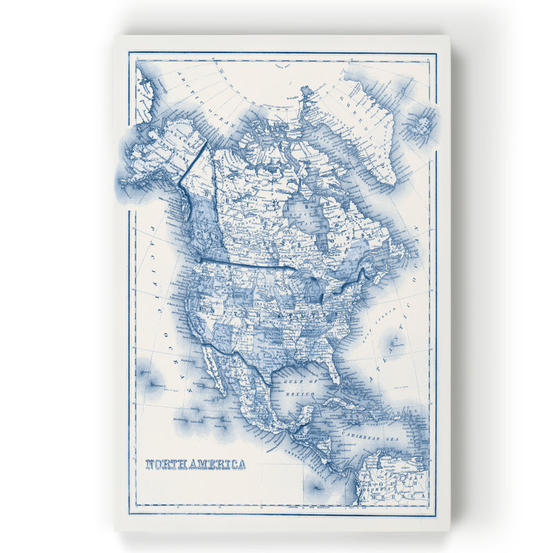 North America In Shades Of Blue Painting On Canvas Joss Main