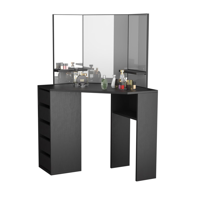 Orren Ellis Roode Corner Makeup Vanity With Mirror Reviews