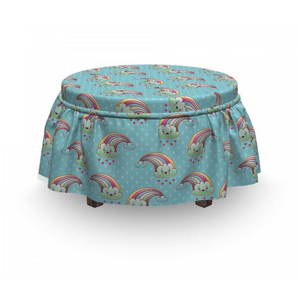 Rainbow Clouds Hearts Ottoman Slipcover (Set Of 2) By East Urban Home