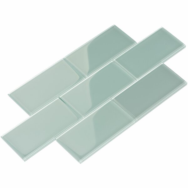 3 x 6 Glass Subway Tile in Baby Blue by Giorbello