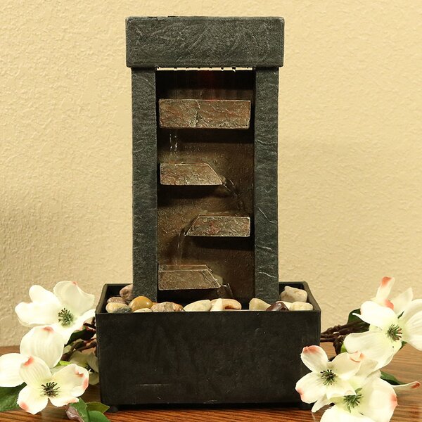 Resin Tiered Shelves Lighted Tabletop Fountain with Light by Wildon Home ®