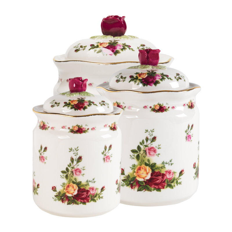 Royal Albert Old Country Roses 3 Piece Kitchen Canister Set