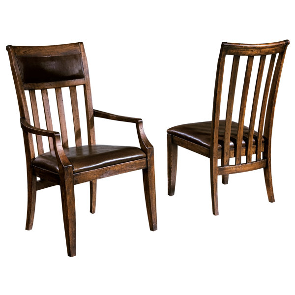 Montanez Upholstered Slat Back Side Chair in Rustic Hardwood by Longshore Tides Longshore Tides