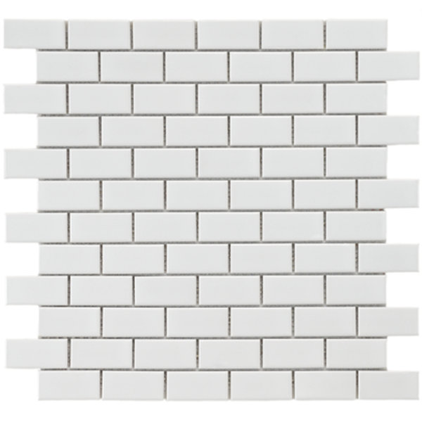 Retro 0.88 x 1.875 Porcelain Mosaic Tile in Glossy White by EliteTile