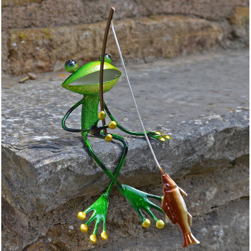 Happy Larry Leachville Metal Frog Fishing Decorative Statue & Reviews