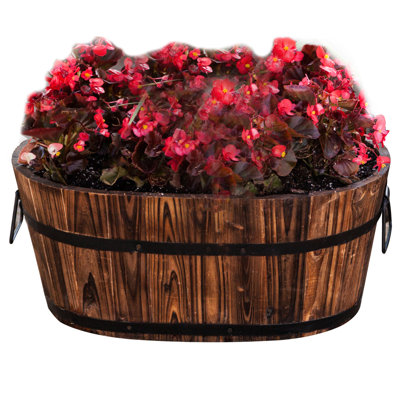 Solid Cedar Barrel Planter DeVaultEnterprises
