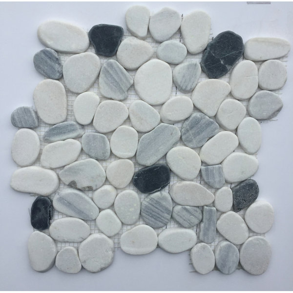 Orion Random Sized Natural Stone Mosaic Tile in White/Black by FuStone