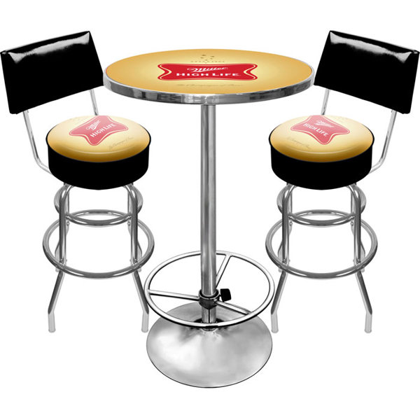 New Ultimate Miller High Life 3 Piece Pub Table Set By Trademark Global Cool