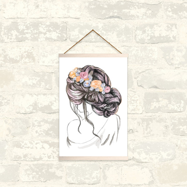 House Of Hampton Messy Bun Illustration Wall Hanging Wayfair