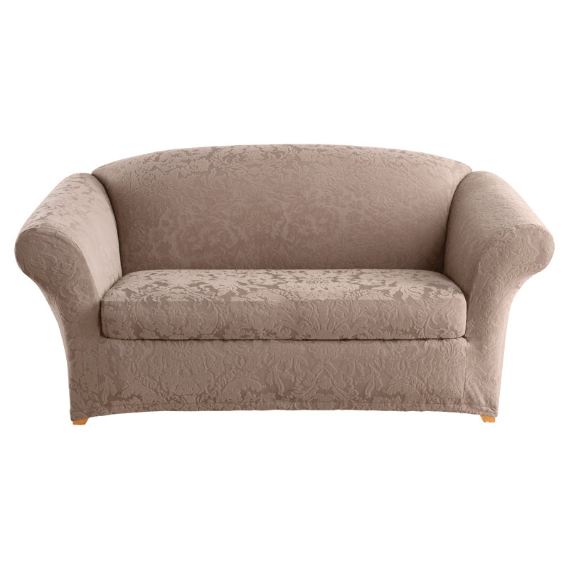 Sure Fit Stretch Jacquard Damask Box Cushion Loveseat Slipcover