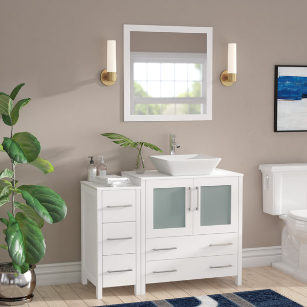 Karson Framed 42 Single Bathroom Vanity Set with Mirror by Wade Logan