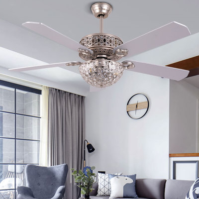 52Inch Fandelier LED Ceiling Fan With Remote For Living Room Bedroom6Light House of Hampton