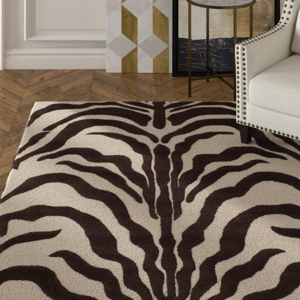 Roloff Hand-Tufted Wool Ivory/Brown Area Rug by Mercer41