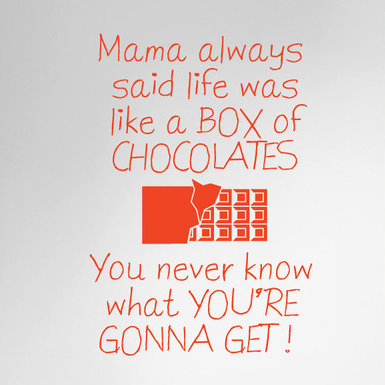 Mama Always Said Life Is Like a Box of Chocolates Wall Sticker East Urban Home Colour: Orange