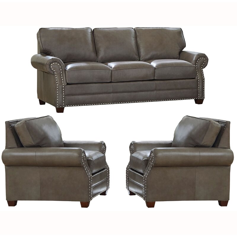 Canora Grey Pedigo 3 Piece Leather Sleeper Living Room Set ...
