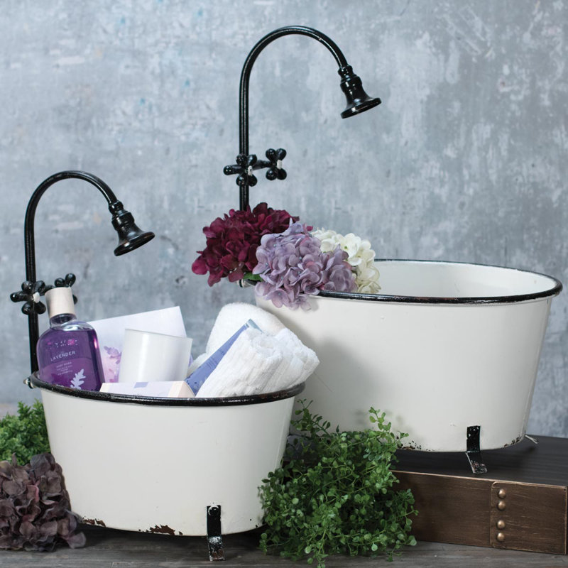 August Grove Gibb Antique Bathtub 2 Piece Metal Planter