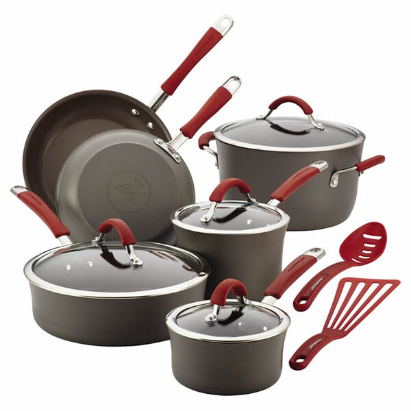 12-Piece Anodized Aluminum Cookware Set in Red by Rachael Ray