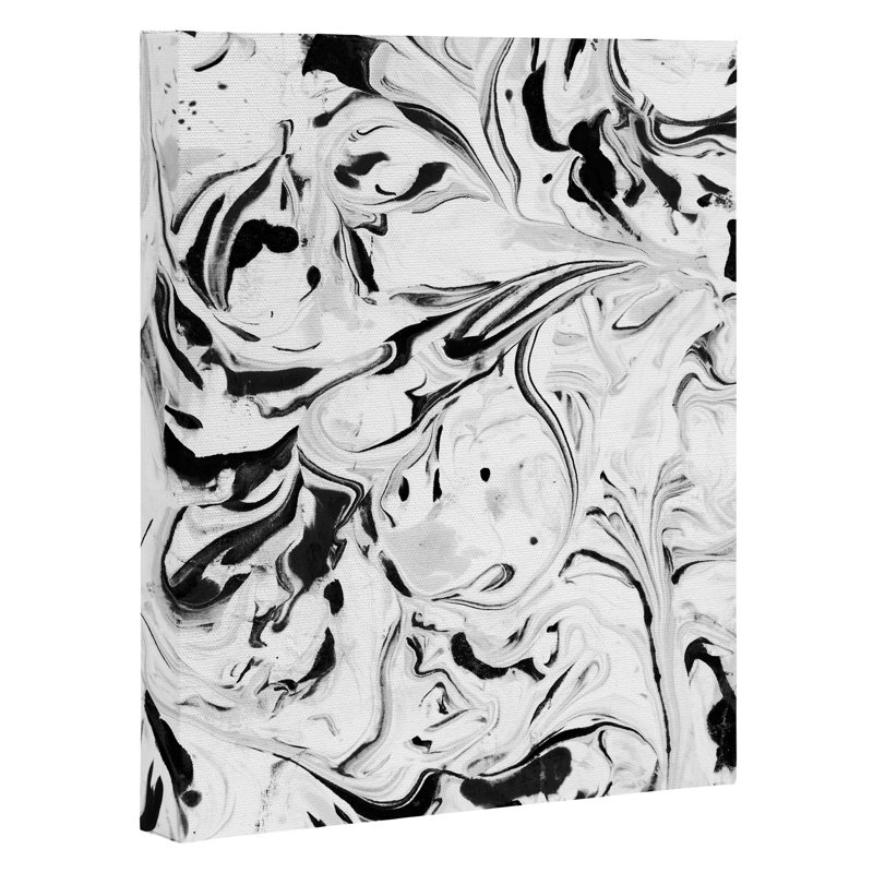 East Urban Home Black And White Marble Painting Print On Wrapped