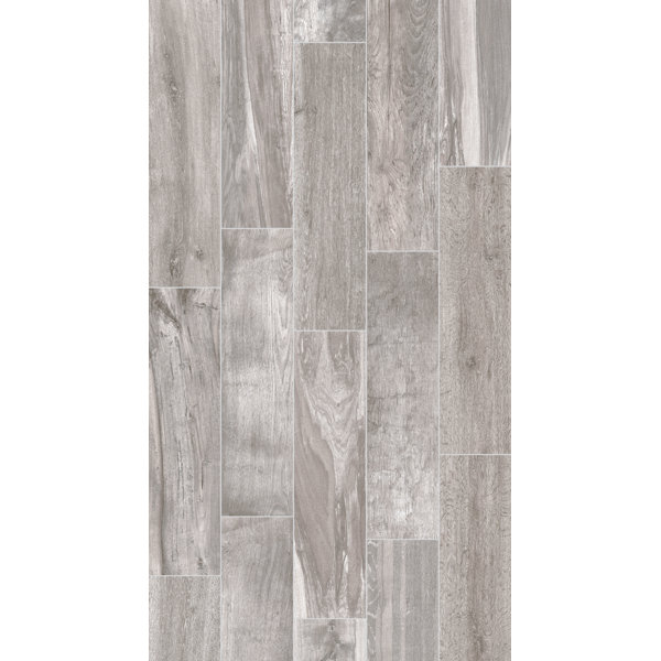 Shuffle 6 x 24 Porcelain Wood Tile in Ash by Parvatile