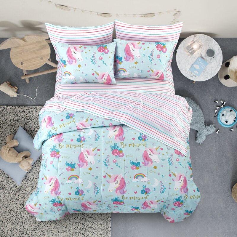 blue unicorn bedding