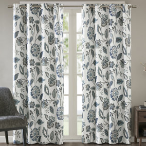 Attell Nature/Floral Room Darkening Thermal Grommet Single Curtain Panel