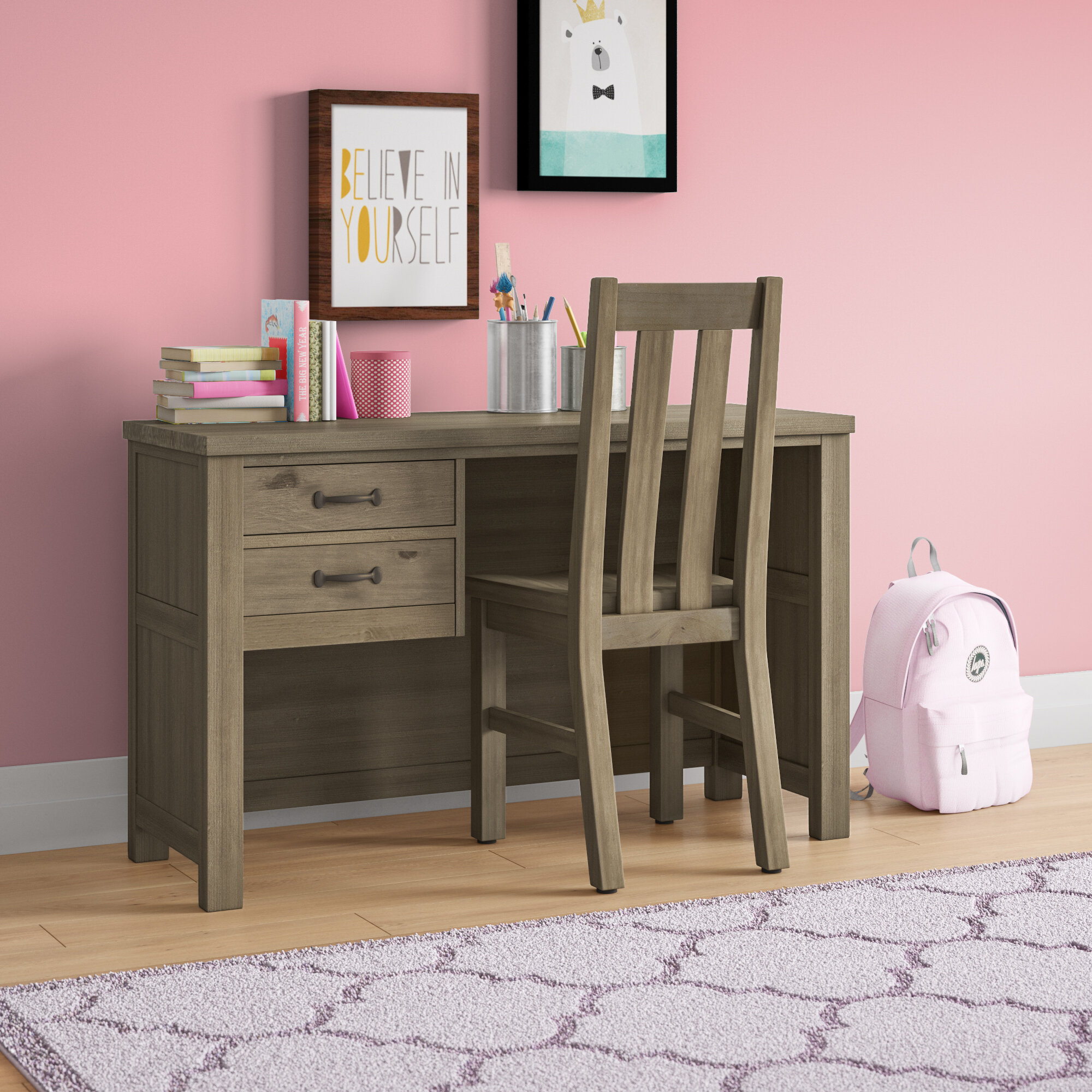 Greyleigh Bedlington Kids Study Writing Desk With Chair Set