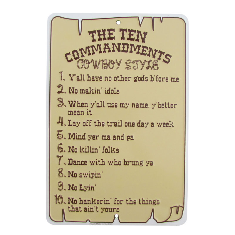 Treasure Gurus The Ten Commandments Cowboy Style Metal ...