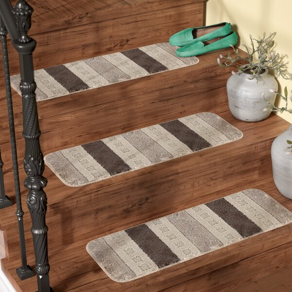 Carreras Striped Gray Stair Tread (Set of 7) by Andover Mills