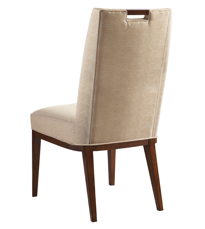 Fusion Solid Oak Furniture Hazelnut Fabric High Back Upholstered Chairs PAIR