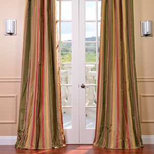 Randel Striped Blackout Thermal Rod Pocket Single Curtain Panel