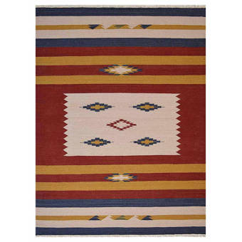 Union Rustic Manns Geometric Handmade Wool Multicolor Area Rug Reviews Wayfair