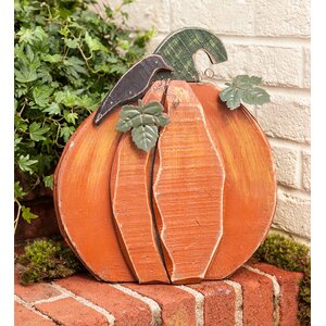 Wood and Metal Pumpkin Garden Stake