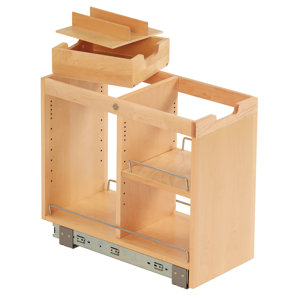 FindIT Kitchen Storage Organization Base Cabinet Pullout with Slide, Half Cutlery Tray and Shelf