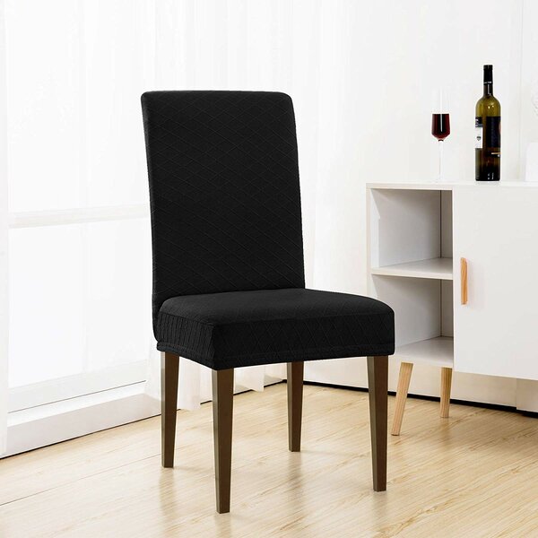 Jacquard Box Cushion Dining Chair Slipcover By Winston Porter