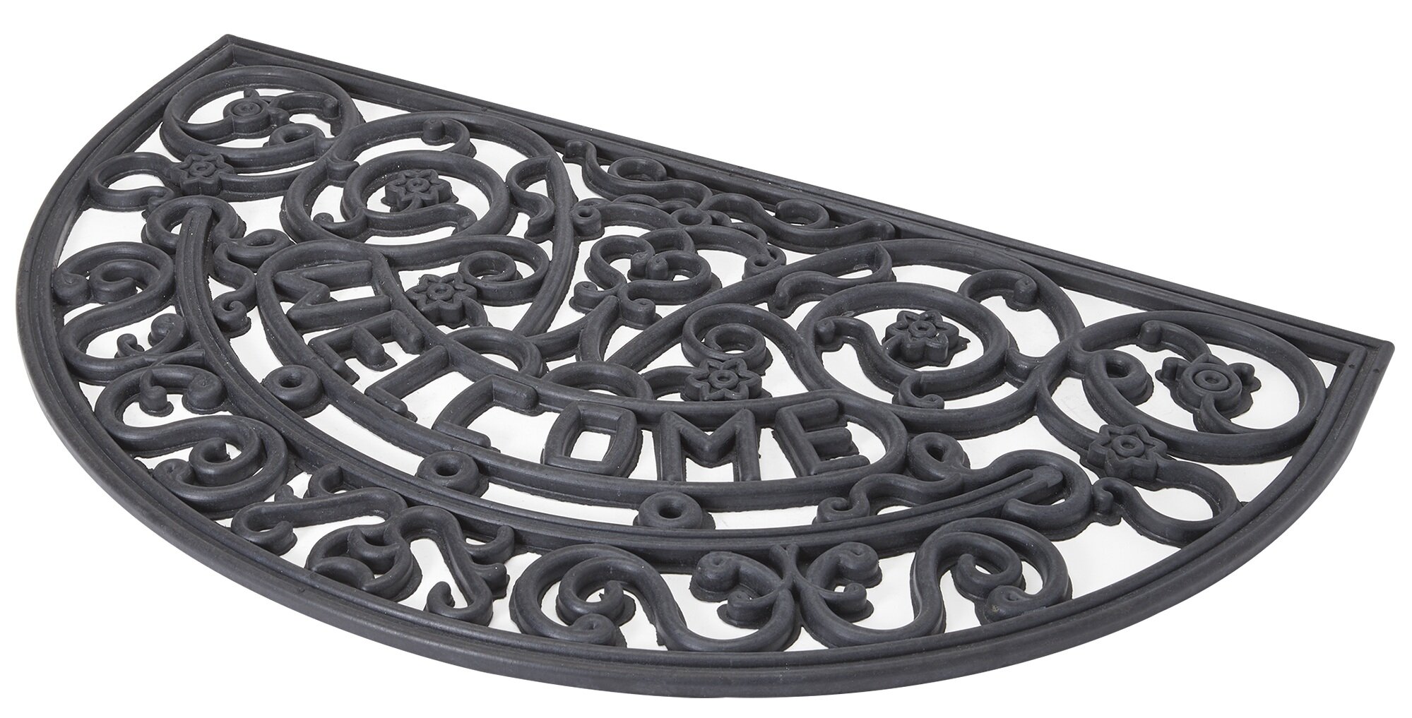 Envelor Home Half Round Wrought Iron Rubber Welcome 30 In X 18 In