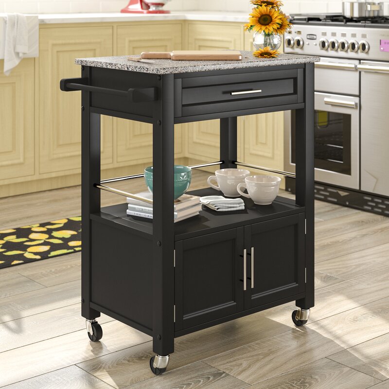 Andover Mills Palouse Kitchen Island with Granite Top ...