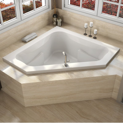 Signature® 60 x 60 Corner Whirlpool Acrylic Bathtub JACUZZI® Color: White