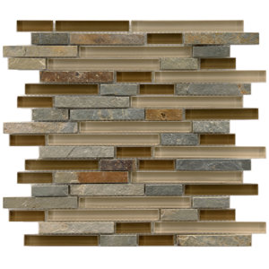 Sierra Random Sized Glass and Stone Mosaic Tile in Brown/Gray