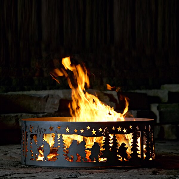 Dancing bear Steel Wood Burning Fire ring by P & D Metal Works
