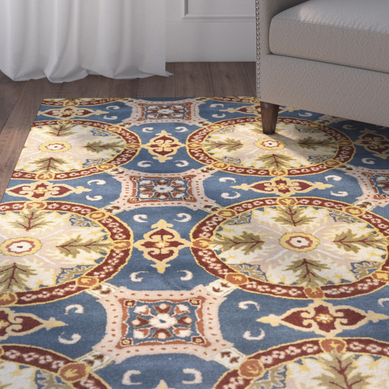 Charlton Home Coerry Blue Gold Area Rug Wayfair Coerry Blue Gold Area Rug