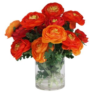 Faux Red & Orange Ranunculus