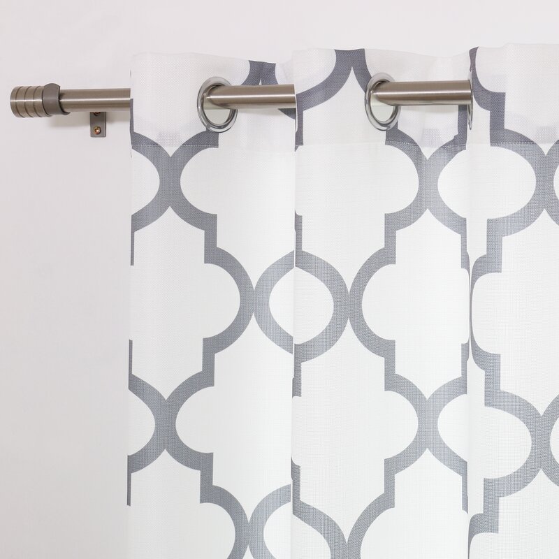 Mercury Row Arrey Basketweave Geometric Semi-Sheer Grommet Curtain ...